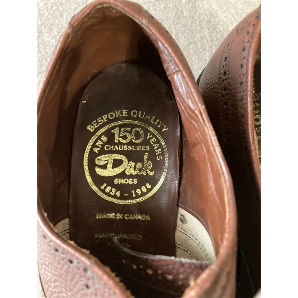 Dack Bespoke Grain Leather Wingtip Oxford Sz 9 Brown Derby Shoes‎ vtg